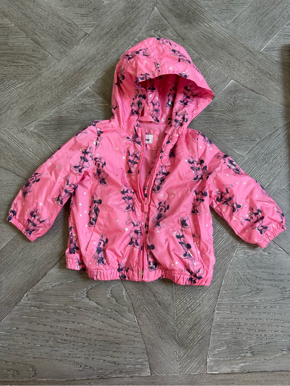GAP Pink Minnie Mouse Hooded Rain Jacket
